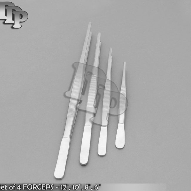 Set of 4 FORCEPS - 12", 10", 8", 6" PICKUPS, TWEEZERS