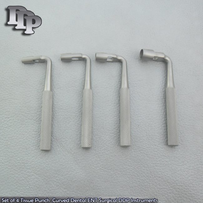 Set of 4 Tissue Punch  Curved Dental ENT Surgical Instruments