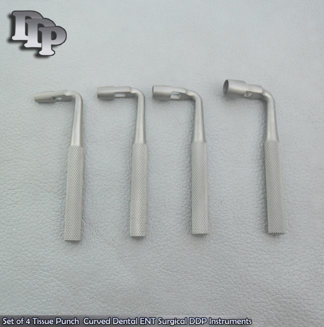 Set of 4 Tissue Punch  Curved Dental ENT Surgical Instruments