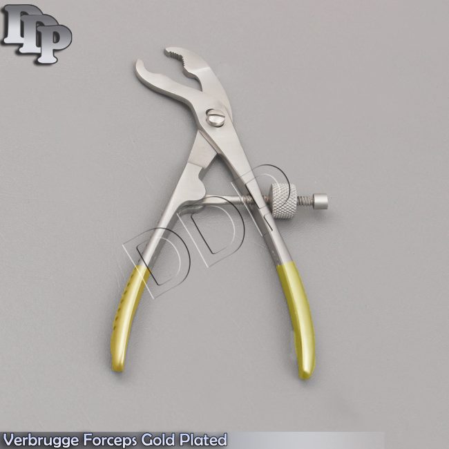 Verbrugge forceps 6" self-centering Speedlock Gold Plated Surgical Instrumetns