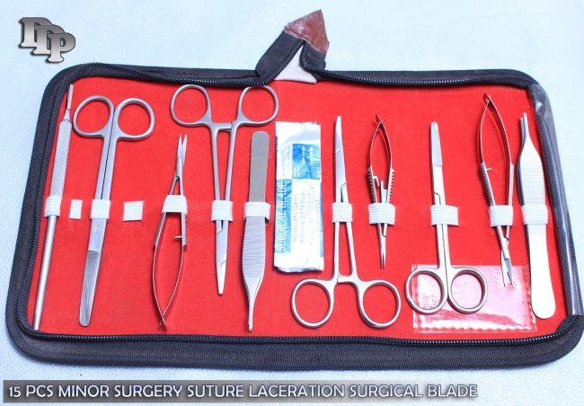15 PCS O.R GRADE MINOR SURGERY SUTURE KIT+STERILE BLADE #21 DS-1236