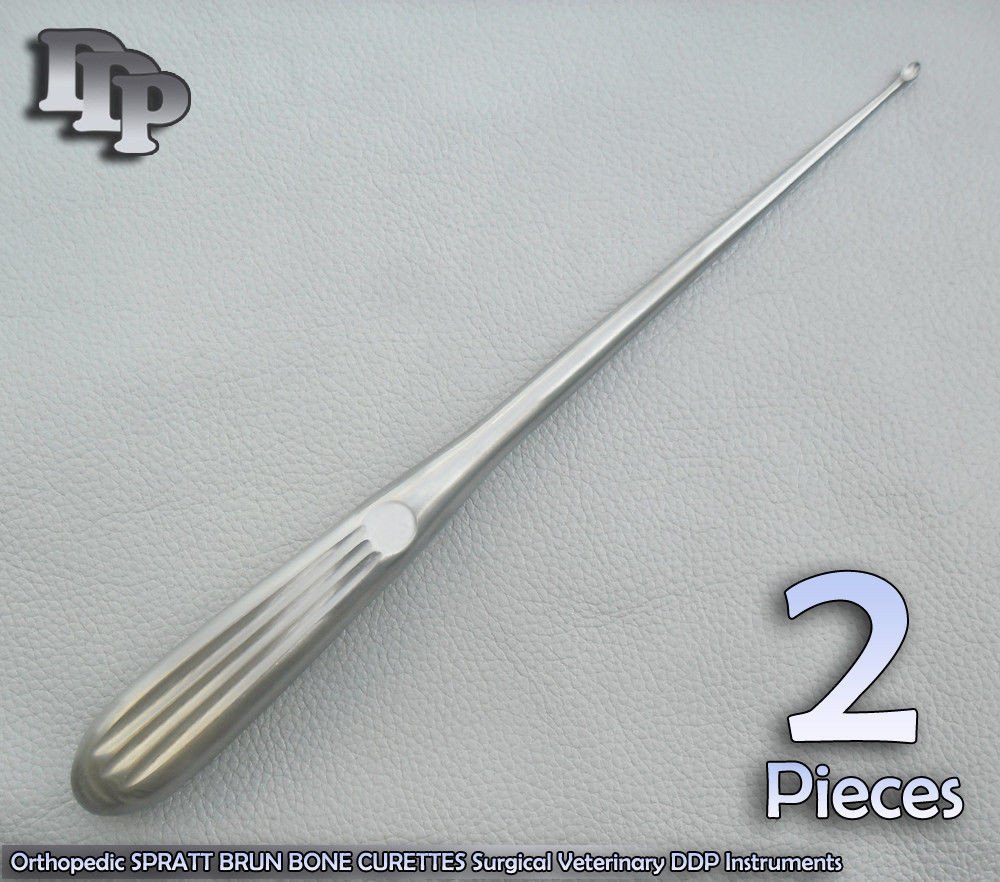 2 Pcs Orthopedic SPRATT BRUN BONE CURETTES 2/ 9" Surgical Instruments - Image 3