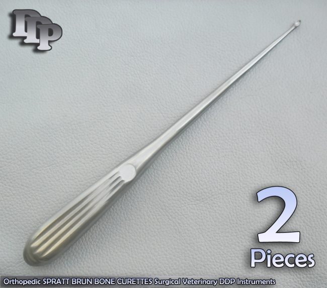 2 Pcs Orthopedic SPRATT BRUN BONE CURETTES 2/ 9" Surgical Instruments