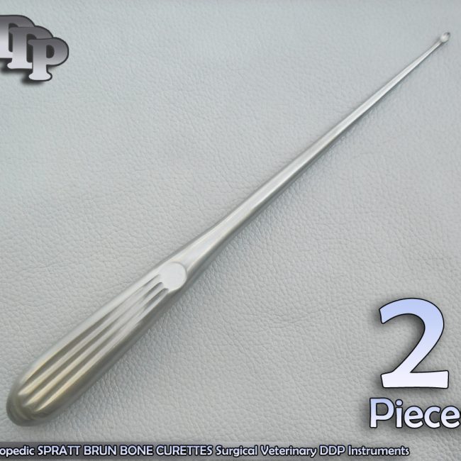 2 Pcs Orthopedic SPRATT BRUN BONE CURETTES 2/ 9" Surgical Instruments