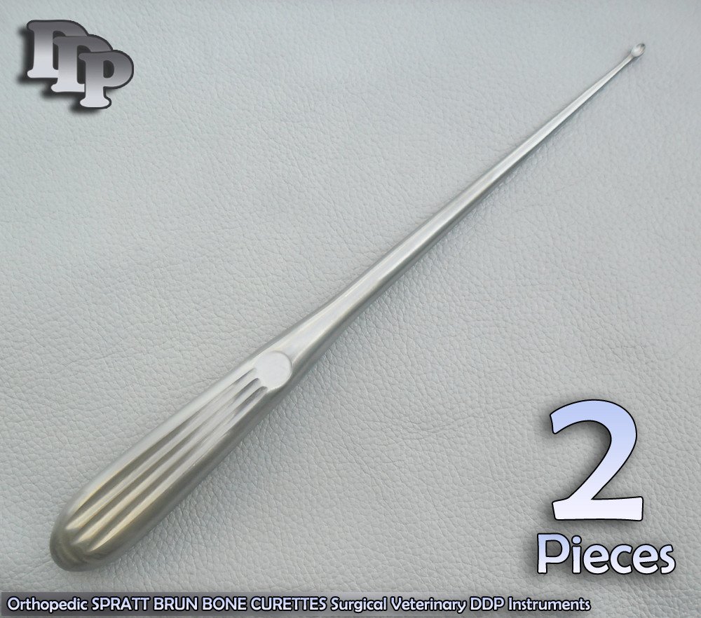 2 Pcs Orthopedic SPRATT BRUN BONE CURETTES 2/ 9" Surgical Instruments