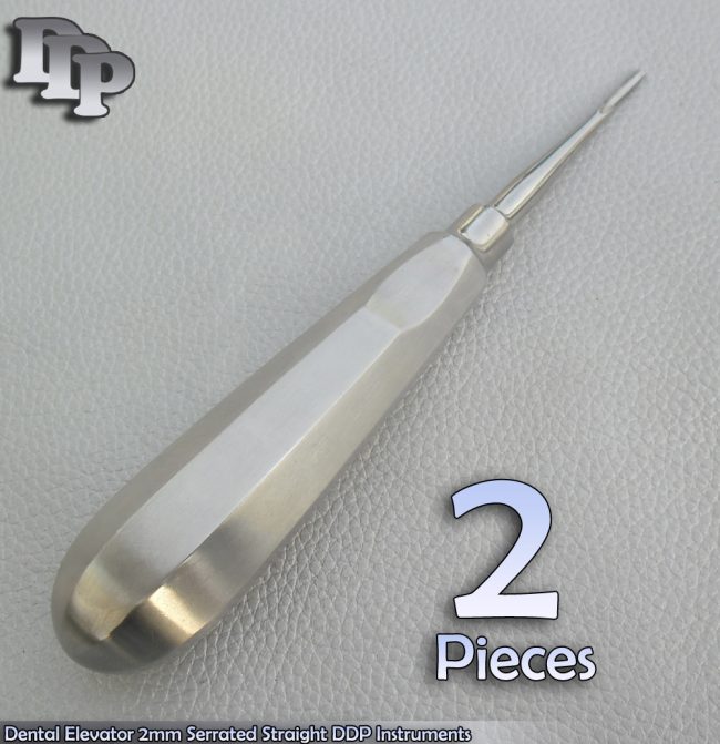 2 Pieces Of Dental Elevator 2mm Serrated Straight Surgical Instruments