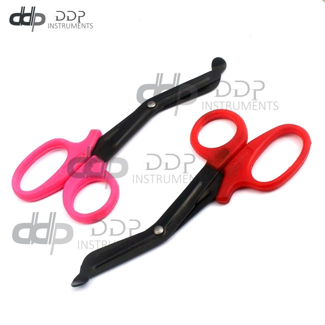 2 (Pink RED) Fluoride Black Coated Trauma Paramedic EMT Shears Scissors 5.5"