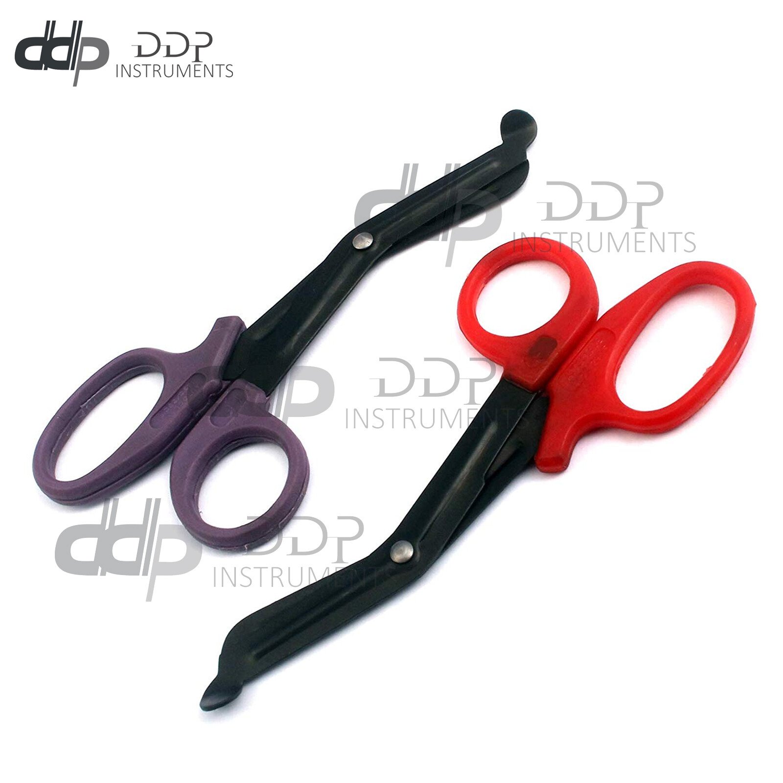 2 (Purple RED) Fluoride Black Coated Trauma Paramedic EMT Shears Scissors 5.5"