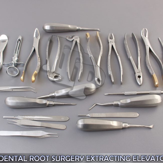 23 PCS ORAL DENTAL ROOT SURGERY EXTRACTING ELEVATORS FORCEPS INSTRUMENTS KIT SET