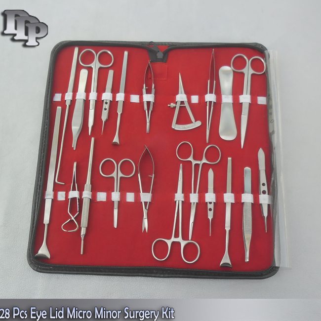 28 Pcs Eye Lid Micro Minor Surgery Ophthalmic Instruments Set In Pouch EY-023