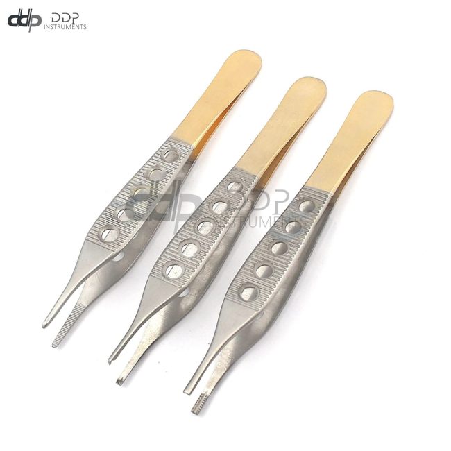 3 ADSON 1X2+DRESSING +ADSON BROWN TISSUE PLASTIC SURGERY FORCEP FENESTRATED GOLD