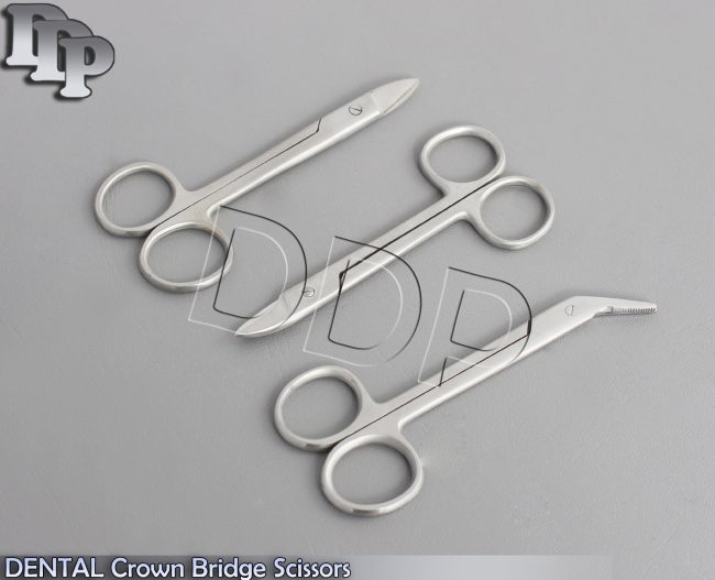 3 DENTAL Straight Curved Angular Crown Bridge Scissors Surgical Instruments