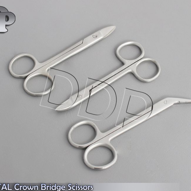 3 DENTAL Straight Curved Angular Crown Bridge Scissors Surgical Instruments