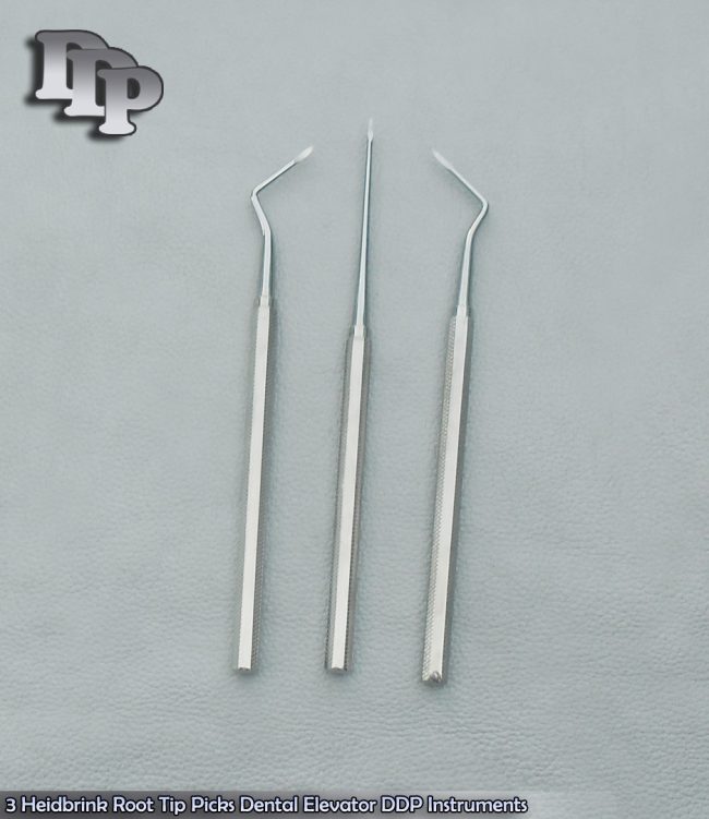 3 Heidbrink Root Tip Picks Dental Elevator Instruments