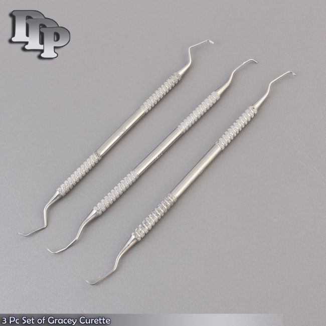 3 Pc Set of Gracey Curette stainless Steel Good Quality