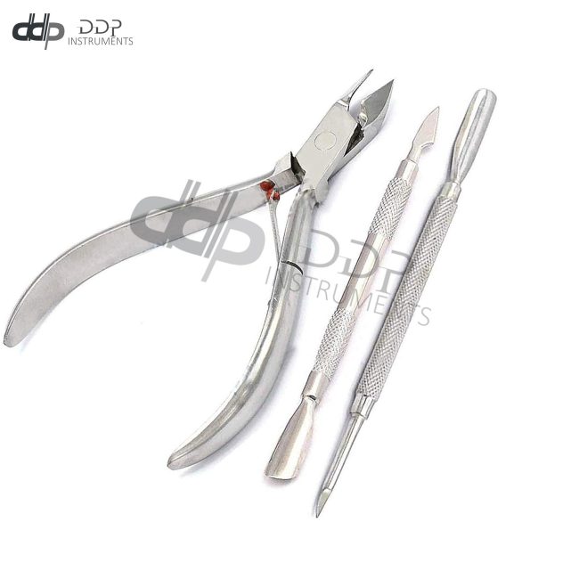 3 Pcs Cuticle Remover Spoon Pusher Nipper Cutter Clipper Trimmer Nail Tools Set