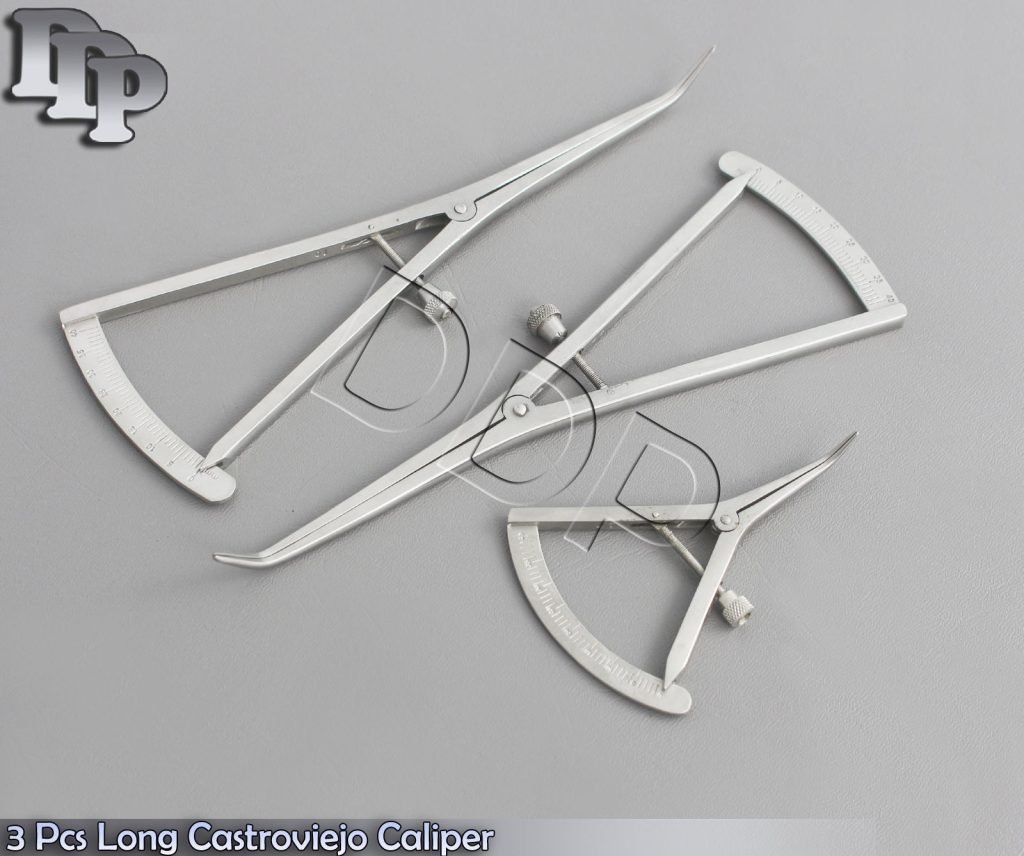 3 Pcs Long Castroviejo, Medium & Small Caliper Graduated 0-40mm Dental