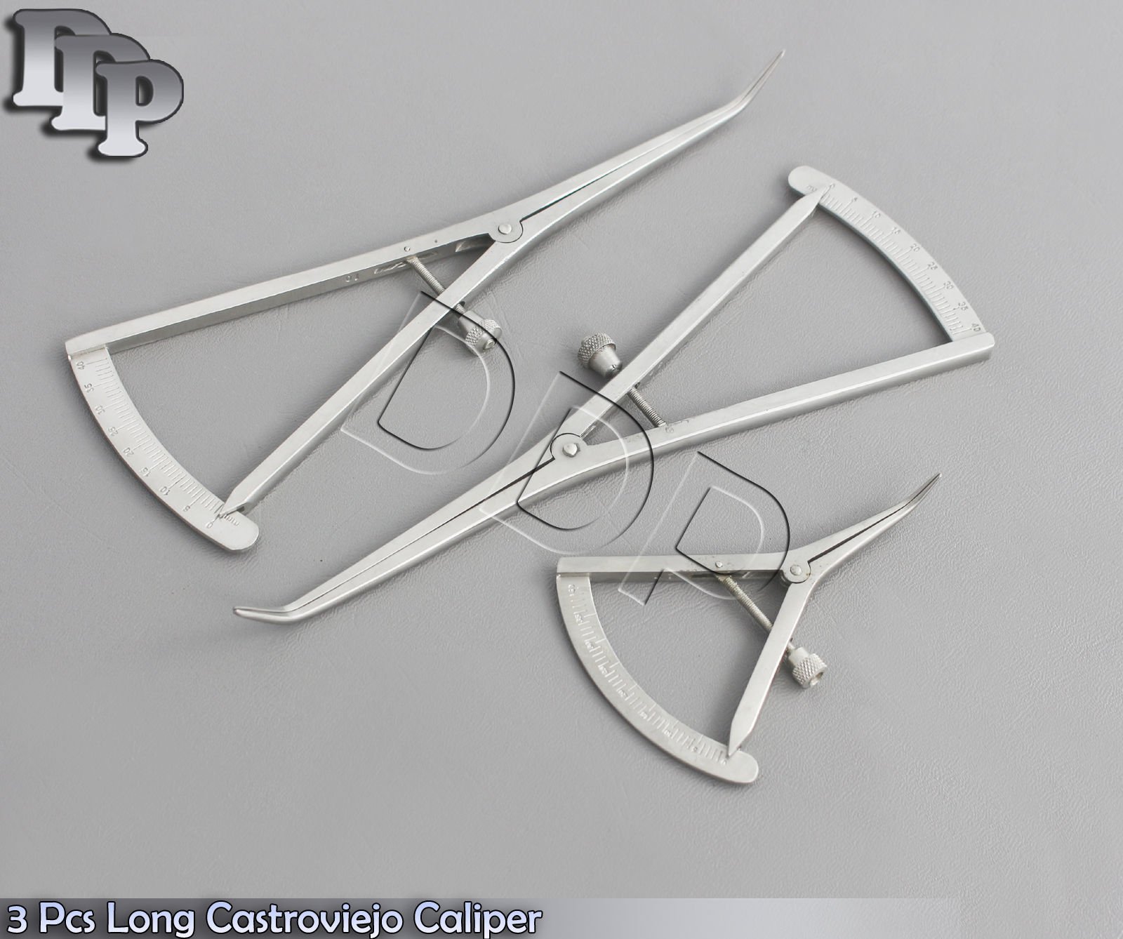 3 Pcs Long Castroviejo, Medium & Small Caliper Graduated 0-40mm Dental