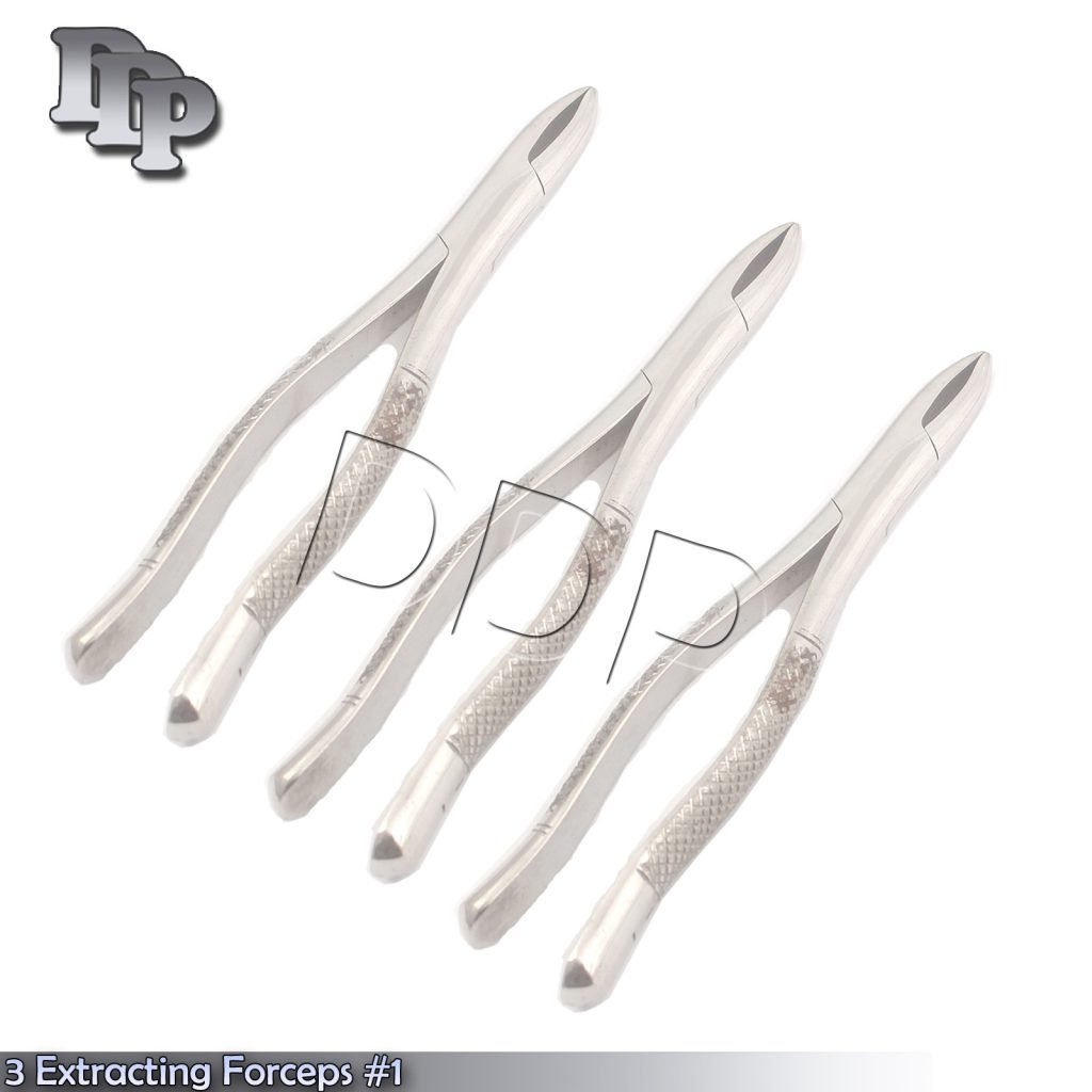3 Pieces Of Dental Tooth Extracting Forceps #1 Instruments