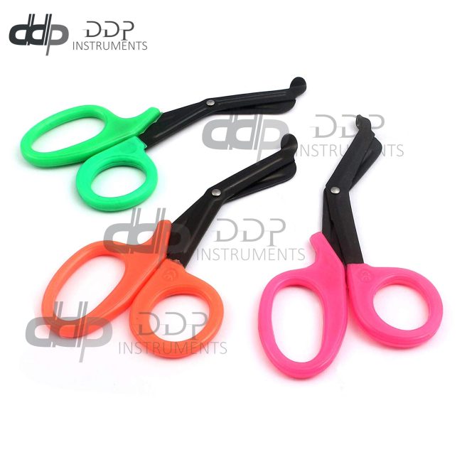 3 (Pink Orange Green) Fluoride Coated Trauma Paramedic EMT Shears Scissors 7.5"