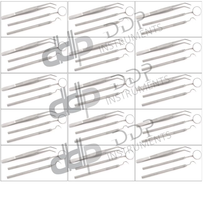 45 Basic Dental Instruments Sets Mouth Mirror #4, Explorer, & Cotton Plier NEW