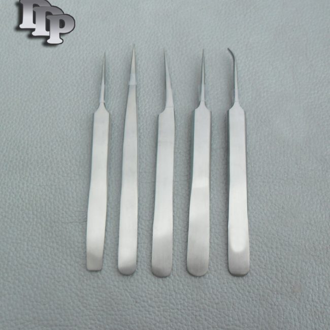 5 Platinum Foil Hold Swiss Style Forceps micro tweezers Surgical Instruments