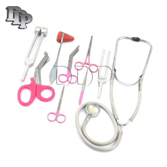 9 Piece PINK Medical Kit - Diagnostic EMT Nursing Surgical EMS Student Paramedic