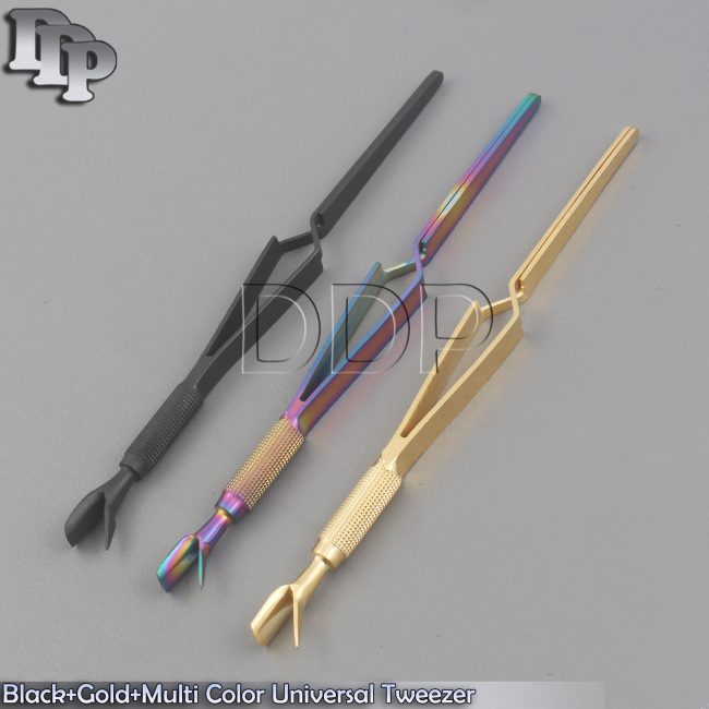 Black+Gold+Multi Color Tweezer 7'' Acrylic Nail Pincher Manicure Nail Care