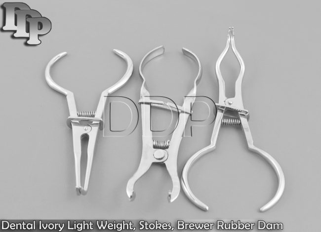 Dental Ivory Light Weight, Stokes, Brewer Rubber Dam Clamp Forceps Restorative