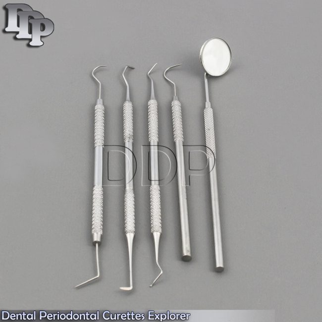 Dental Periodontal Curette Explorer 23 Hygiene Dentists Mouth Mirror Exam PR-314