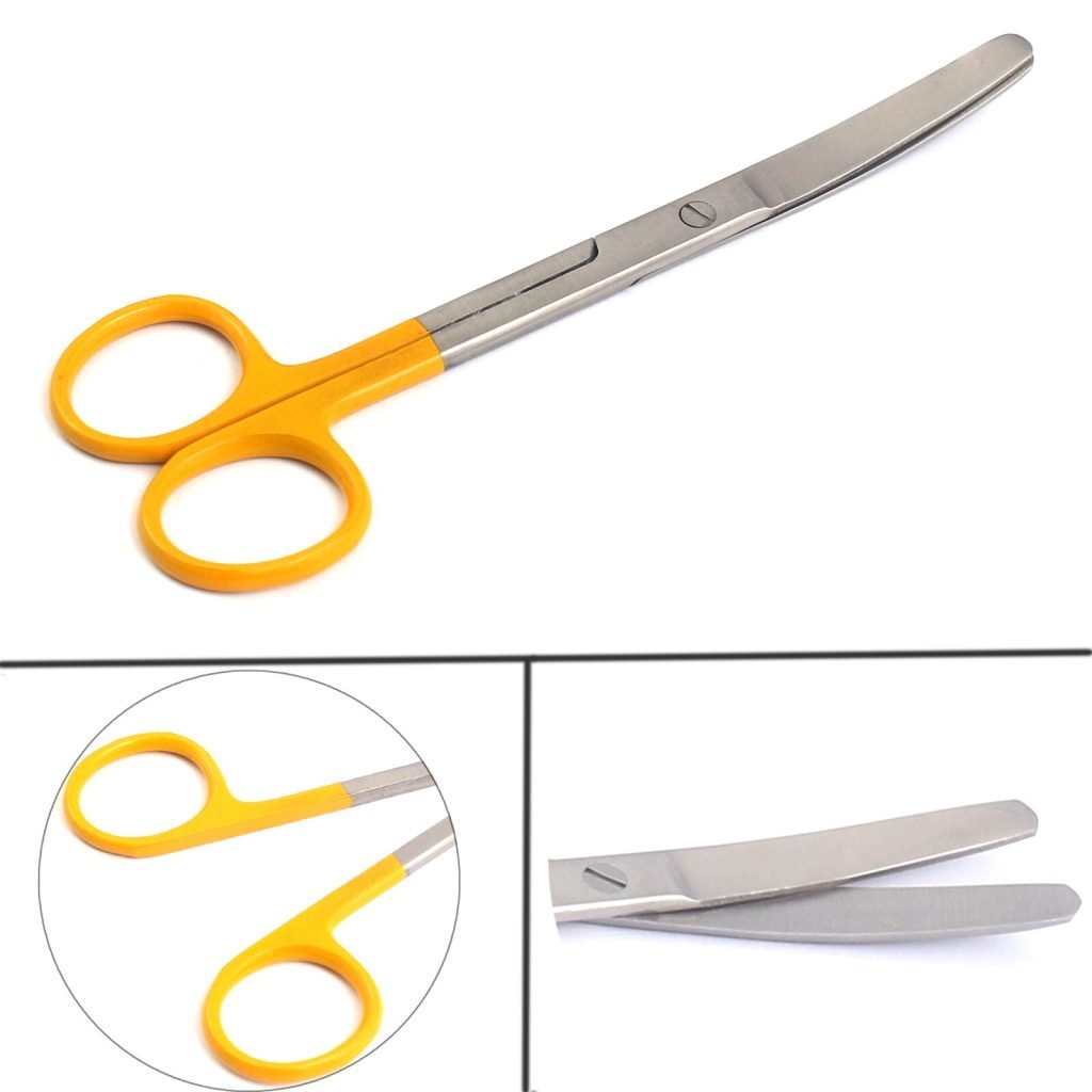 Dissecting Operating Scissors 5.5" Blunt/Blunt Curved Color Handle (Yellow)