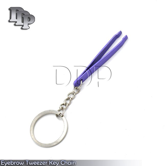 Eyebrow Tweezer Purple Color Key Chain Dental Instruments