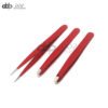 Eyebrow Tweezers Set 3 Pcs Eyebrow With Slant Straight & Pointed Tips (RED)