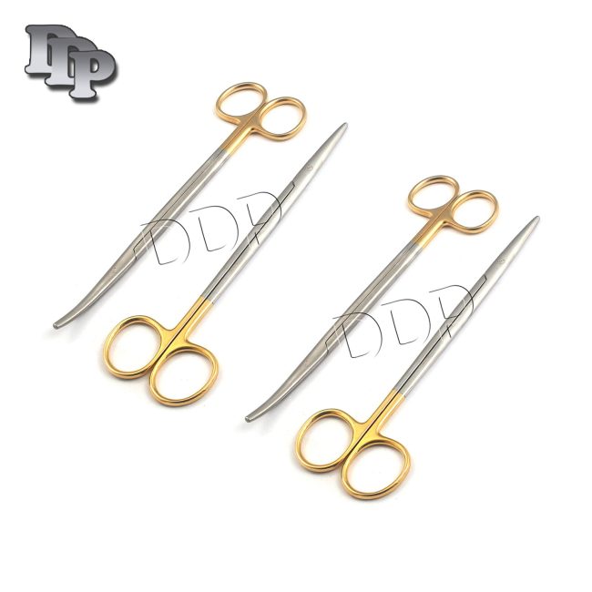GERMAN SET OF 4 EA T/C METZENBAUM SCISSORS STR+CVD BLADE TIP 7" +5.5"-A+QUALITY