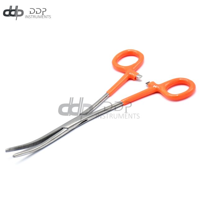 GERMAN STAINLESS ROCHESTER PEAN HEMOSTAT FORCEPS CURVED SERRATED TIP 10"-ORANGE