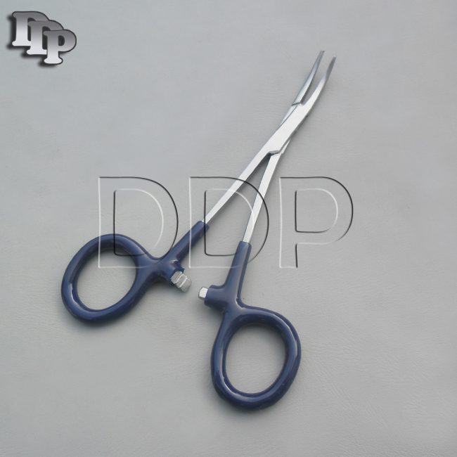 Hemostats Mosquito Forceps Surgical Instruments, Blue Dep Handle 5" Curved