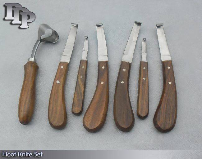 Hoof Knife Set - 7 Hoof Knives Wide & Narrow Blade Oval Sheep Double Edge