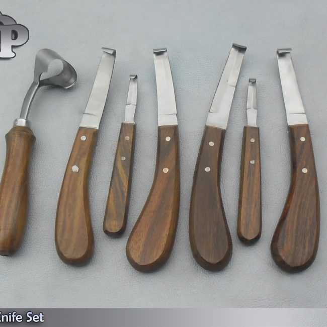Hoof Knife Set - 7 Hoof Knives Wide & Narrow Blade Oval Sheep Double Edge