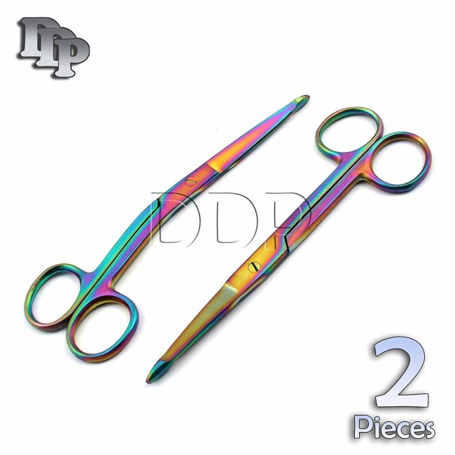 Knowles Bandage Scissors 5.5'' Angled/ Str Multi Color Rainbow Surgical Instru