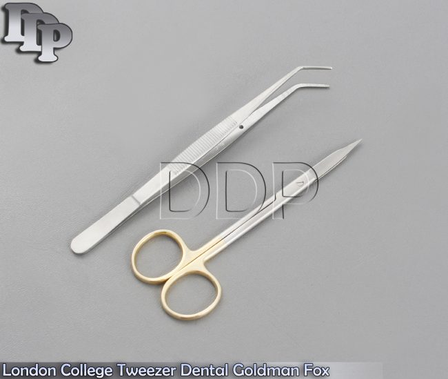 London College Tweezer Dental Goldman Fox Straight Tungsten Carbide TC Basic Kit