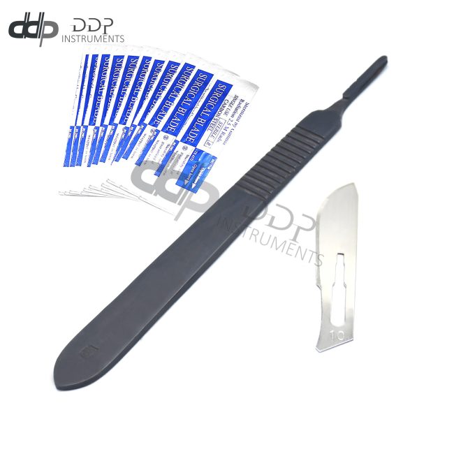 Lot Of 10 Pieces Sterile Surgical Blades #10 With Black Scalpel Handle #3