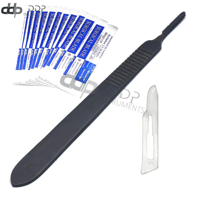 Lot Of 10 Pieces Sterile Surgical Blades #15 With Black Scalpel Handle #3