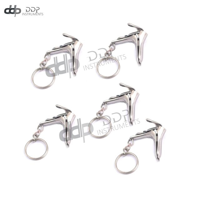 Lot Of 5 Pieces Speculum Keychain Stainless Steel - Gift For Doctor & Midwife