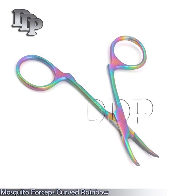 Mosquito Forceps Curved 3.5" Rainbow Multi Color (Without Ratchet) Surgi DS-1581