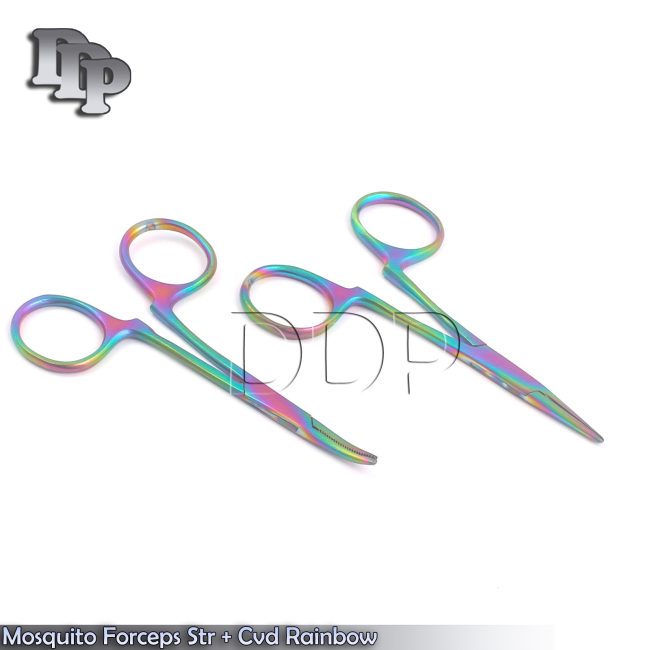 Mosquito Forceps Str + Cvd 3.5" Rainbow Multi Color (Without Ratchet) DS-1577