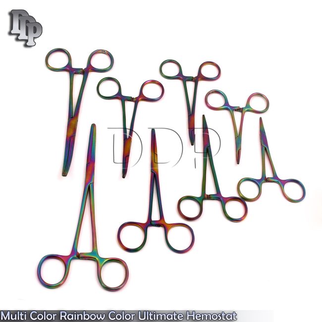 Multi Color Rainbow Color Ultimate Hemostat Set, 8 Piece Ideal for Hobby Tools