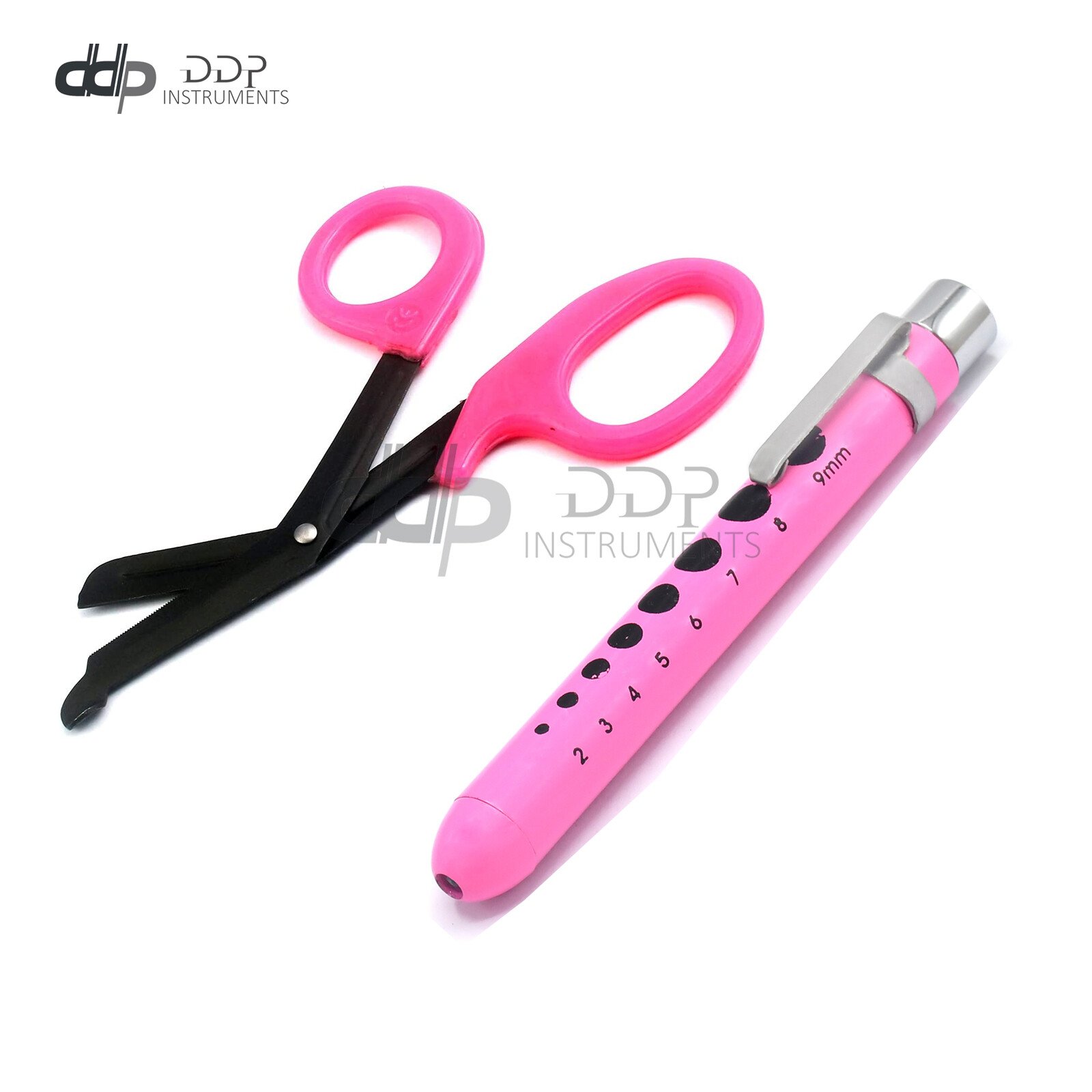 NON STICK NURSE EMS/EMT SHEARS SERRATED BANDAGE SCISSORS + REUSABLE PENLIGHT