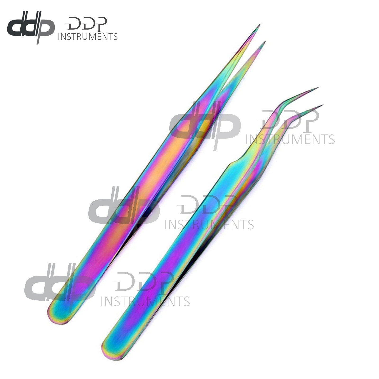 New 2 Pcs Eyelash Extension Tweezers Multi Straight & Curved Eyelash Tools