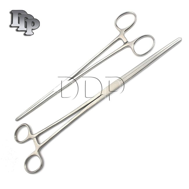 New 2pc Set 12" + 16" Straight Hemostat Forceps Locking Clamps Stainless Steel