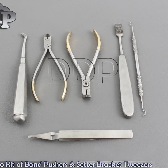 Ortho Kit of Band Pushers & Setter,Bracket Tweezers,Ligating,Distal End Ortho